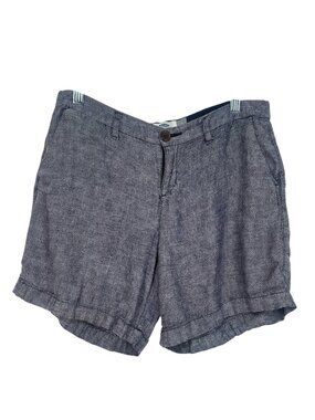 Old Navy Navy Blue Linen Blend Herringbone Shorts 2 Cuffed Summer Coastal